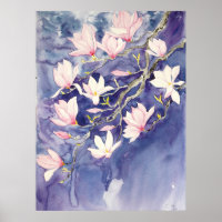 Roze Magnolia bloemen op paarse achtergrond