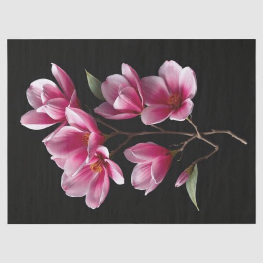 Roze Magnolia Bloemen Tissuepapier (Voorkant)