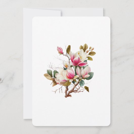 Roze Magnolia Bloemen Verjaardag Kaart (Achterkant)