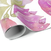 Roze Magnolia Bloemen Waterverf Kunst Cadeaupapier (Rol Hoek)