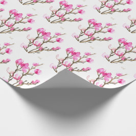 Roze Magnolia bloemige waterverf elegante Vintage Cadeaupapier