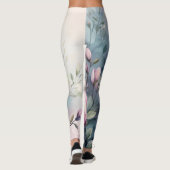 Roze Magnolia Bloesem Botanische Monogram Leggings (Achterkant)