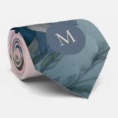 Roze Magnolia Bloesem Botanische Monogram Stropdas (Opgerold)