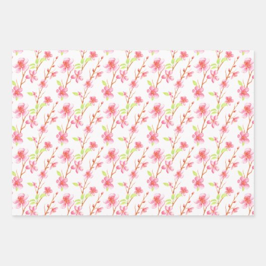 Roze Magnolia Bloesem Lente Bruidsfeest  Inpakpapier Vel (Voorkant 2)