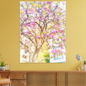 Roze Magnolia Bloesems Canvas Afdruk (Insitu (Woonkamer))