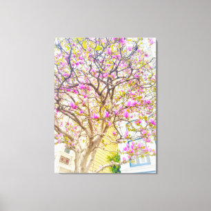 Roze Magnolia Bloesems Canvas Afdruk