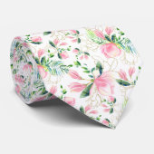 Roze Magnolia bloesems met gouden filigraan Design Stropdas (Opgerold)