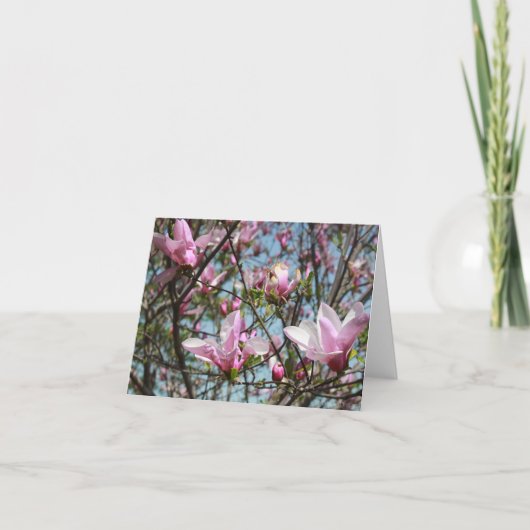 Roze Magnolia Blooms Feestdagen Kaart (Voorkant)