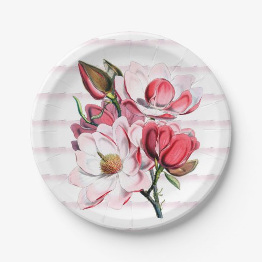 Roze Magnolia Blooms Paper Bord 7" (Voorkant)