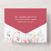 Roze Magnolia Blossom All In One Uitnodiging (Achterkant)