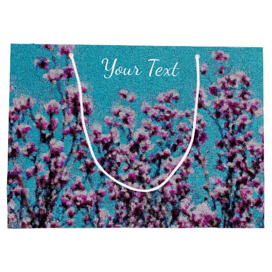 Roze Magnolia Blossom Blue Sky Foto schilderen Groot Cadeauzakje (Achterkant)