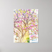 Roze Magnolia Blossom Canvas Afdruk (Voorkant)