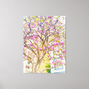 Roze Magnolia Blossom Canvas Afdruk