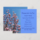 Roze Magnolia Blossom Square Floral Invitation Kaart (Voorkant / Achterkant)