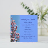 Roze Magnolia Blossom Square Floral Invitation Kaart (Staand voorkant)