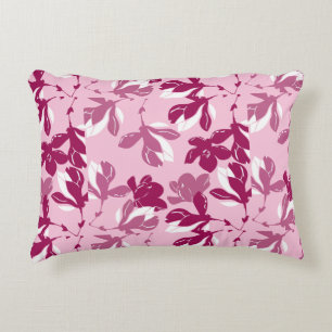Roze magnolia botanische print accent kussen