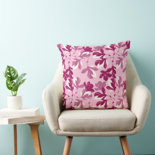 Roze magnolia botanische print kussen