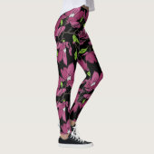 Roze magnolia botanische print leggings (Rechts)