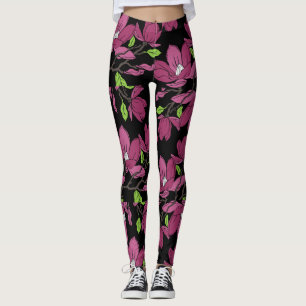 Roze magnolia botanische print leggings