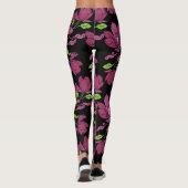 Roze magnolia botanische print leggings (Achterkant)