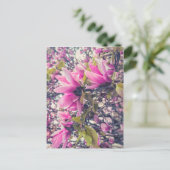 Roze Magnolia Briefkaart (Staand voorkant)