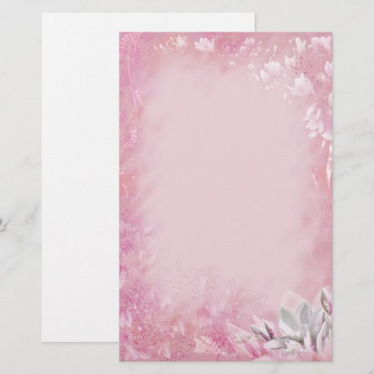 Roze Magnolia Briefpapier (Voorkant / Achterkant)