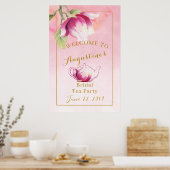 Roze Magnolia Bruidstheesalon Welcome Bord Poster (Keuken)