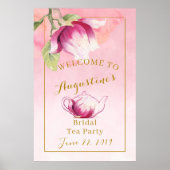 Roze Magnolia Bruidstheesalon Welcome Bord Poster (Voorkant)