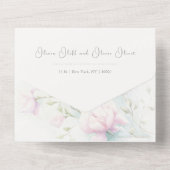 Roze Magnolia bruiloft in één uitnodiging (Achterkant)