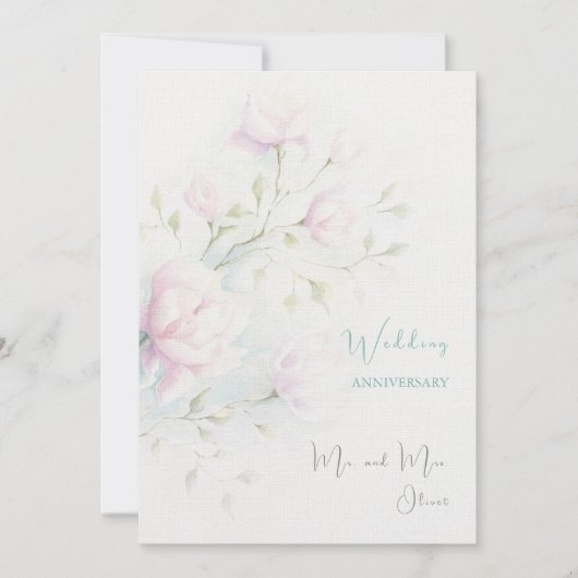 Roze Magnolia bruiloft Jubileum Kaart (Voorkant)