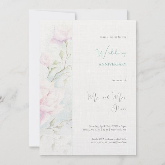 Roze Magnolia bruiloft Jubileum Kaart (Achterkant)