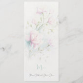 Roze Magnolia Bruiloft Menu (Achterkant)