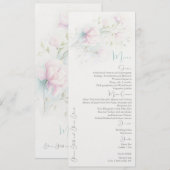 Roze Magnolia Bruiloft Menu (Voorkant / Achterkant)