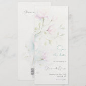 Roze Magnolia bruiloft Save the Date Kaart (Voorkant / Achterkant)