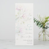 Roze Magnolia bruiloft Save the Date Kaart (Staand voorkant)
