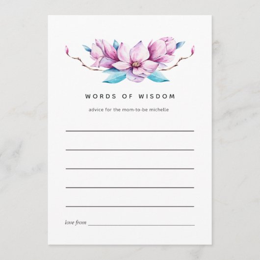 Roze Magnolia Bruiloftsborrel Advieskaart (Voorkant)