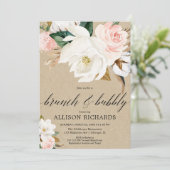 Roze magnolia brunch bubbeltje uit de roze kraft kaart (Staand voorkant)