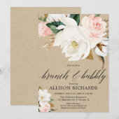 Roze magnolia brunch bubbeltje uit de roze kraft kaart (Voorkant / Achterkant)