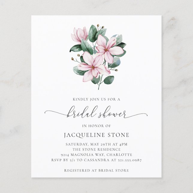 Roze Magnolia Budget Bridal Shower (Voorkant)
