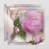  roze magnolia Butterfly Baby shower Kaart (Voorkant / Achterkant)