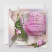  roze magnolia Butterfly Baby shower Kaart (Achterkant)