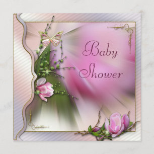  roze magnolia Butterfly Baby shower Kaart