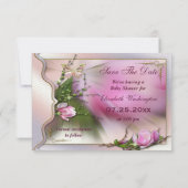 Roze Magnolia Butterfly Sparkle sparen de Datum Save The Date (Achterkant)