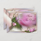 Roze Magnolia Butterfly Sparkle sparen de Datum Save The Date (Voorkant / Achterkant)