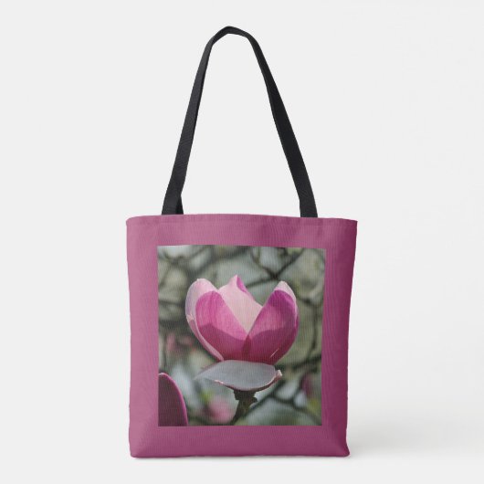 Roze Magnolia Canvas tas (Achterkant)