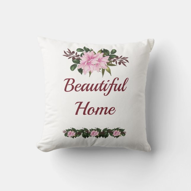 Roze Magnolia Custom Cushion Kussen (Voorkant)