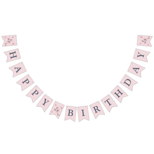 Roze Magnolia eerste verjaardag Vlaggetjes (Alle)