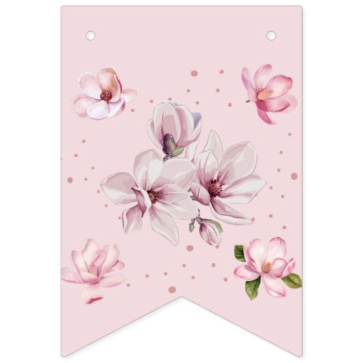 Roze Magnolia eerste verjaardag Vlaggetjes (Eerste vlag)