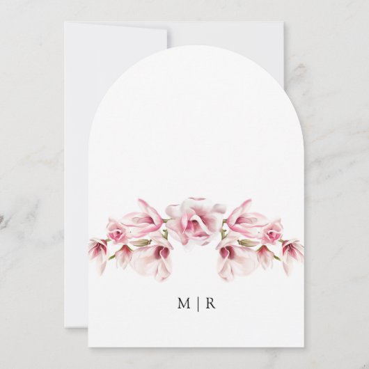 Roze Magnolia Elegante Bloemen Kaart (Achterkant)