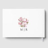 Roze Magnolia Elegante Bloemen Trouwen Gastboek Gastenboek (Achterkant)